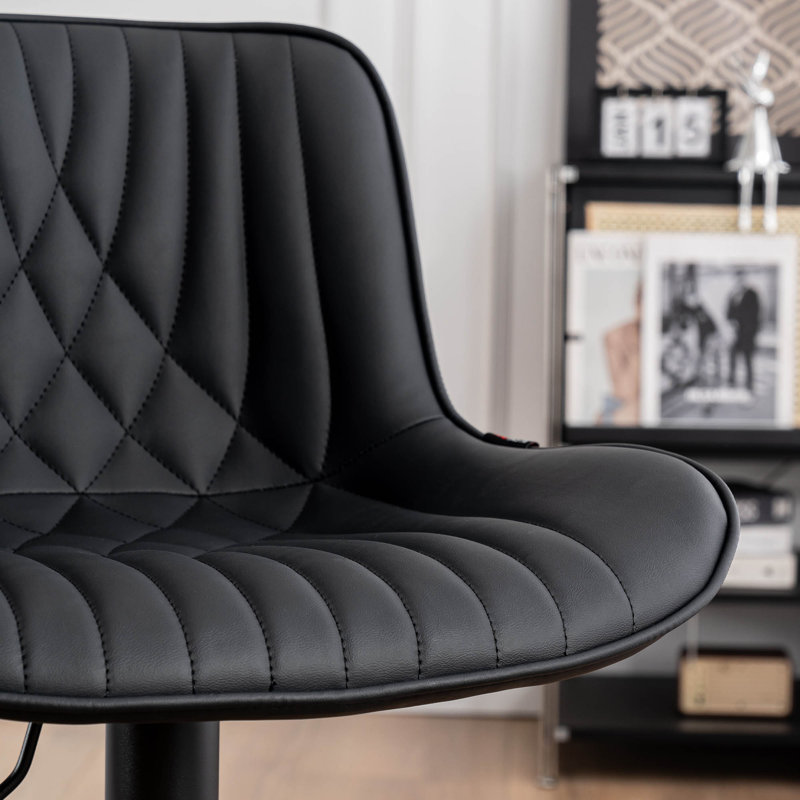 Tabouret de bar pivotant à hauteur réglable et tabouret de bar en cuir végétalien, Noir, noir, noir, noir