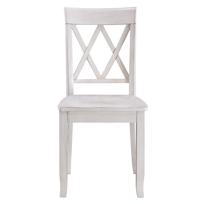Brookner 17" Wide Wooden Dining Chairs With Double Cross-Back Design, Antique White, 4