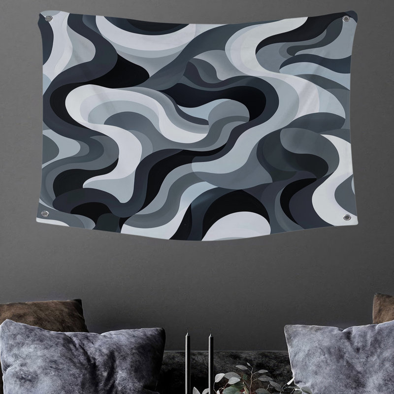Black And White Wall Tapestry -  Abstract Wall Decor, 68" H x 80" W