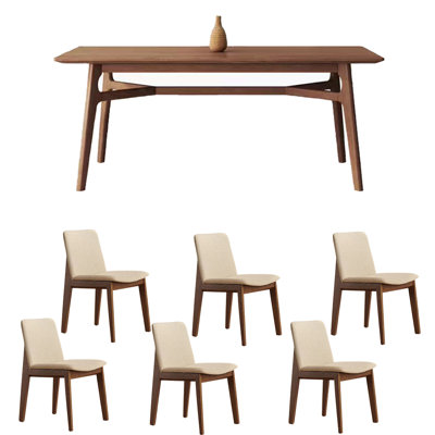 Ensemble de table de salle à manger simple en bois de frêne massif