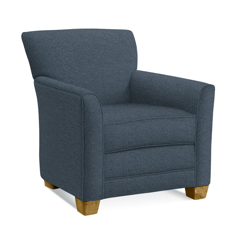 Buckley Upholstered Armchair, Honey Finish, Basic Blue; 0317-63