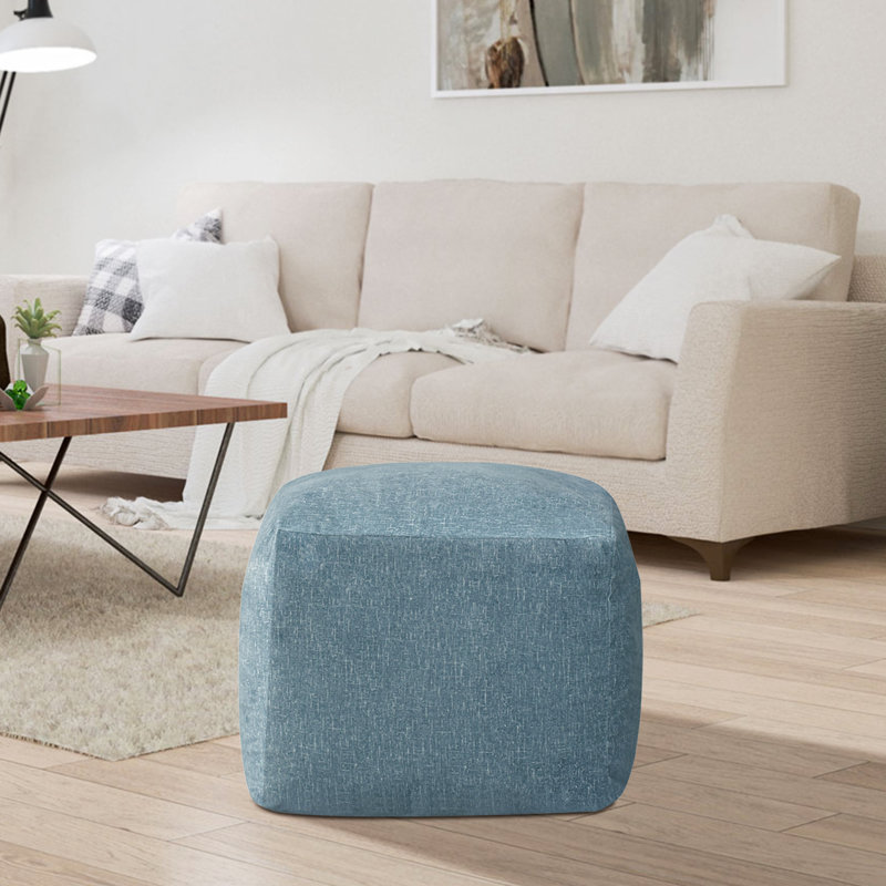 Olius Upholstered Pouf, Blue