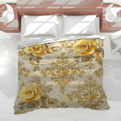 Yellow Roses Damask Comforter
