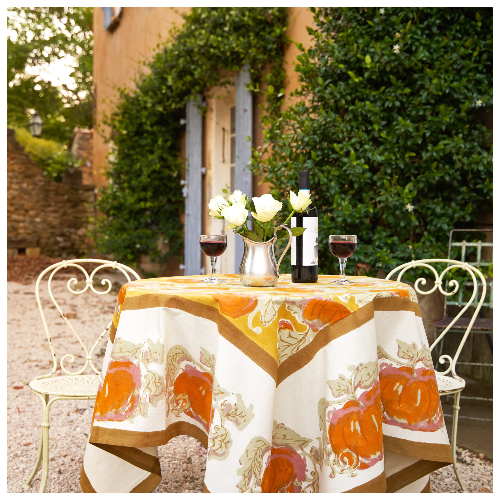 Pumpkin Tablecloth in Orange & Mustard, 86" L x 59" W, Yellow