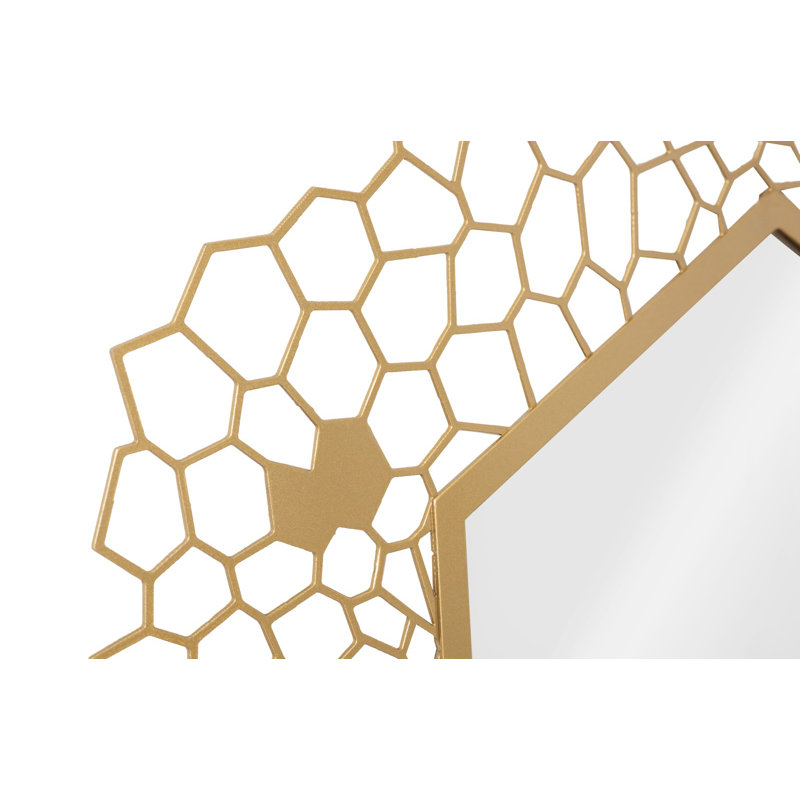 Hexagon Honeycomb Mirror Brass