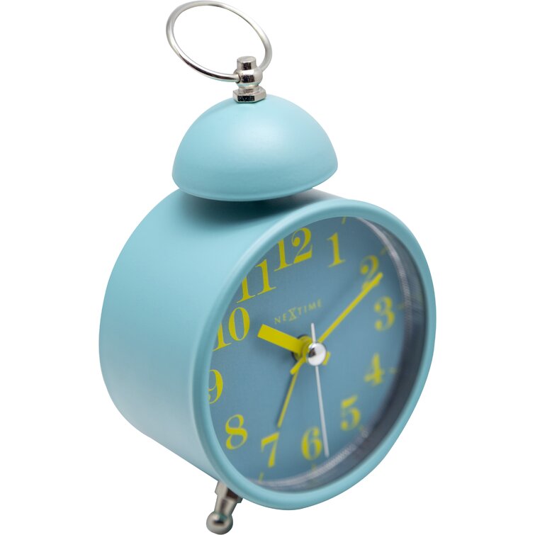 August Grove Single Bell Alarm Tabletop Clock, White