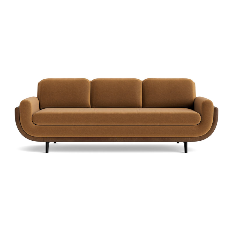 Regatta 90 Sofa, Performance Velvet - Hazelnut/Bedford - Tobacco, Black