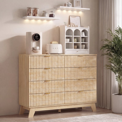 Fluted 8-Drawers Dresser For Bedroom,47''W Boho Storage Dresser & Chest