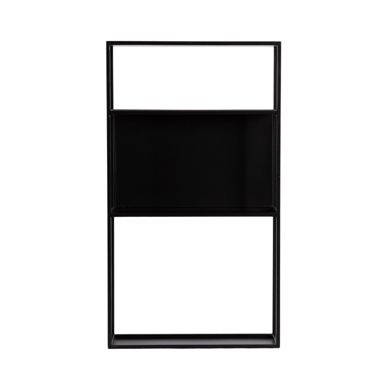 Geometric Metal Wall Shelf Unit for Use as Bathroom Over-the-Toilet Shelves