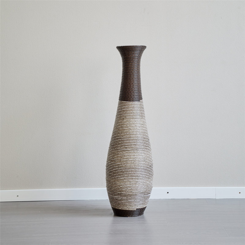 39-Inch Tall Standing Designer Floor Vase - Durable Artificial Rattan - Elegant Two-Tone Dark Brown Finish - Ideal Decor Accent for Living Room, Bedroom, Entryway - Stylish Home Decor Statement Piece