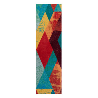 Tapis turquoise à motif abstrait Plaisance