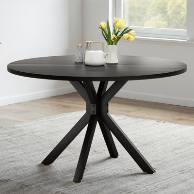 Ash Round Metal Base Dining Table