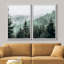 Vue aérienne de paysage de brume verte, forêt, paysage naturel, impression sur toile, 2 pièces-92285413-92285412