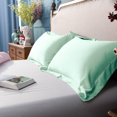 Luxury Ultra-Soft Satin Piped Pillowcases 2-Pack Reinforced Stitching Breathable Smooth Standard Hotel-Quality