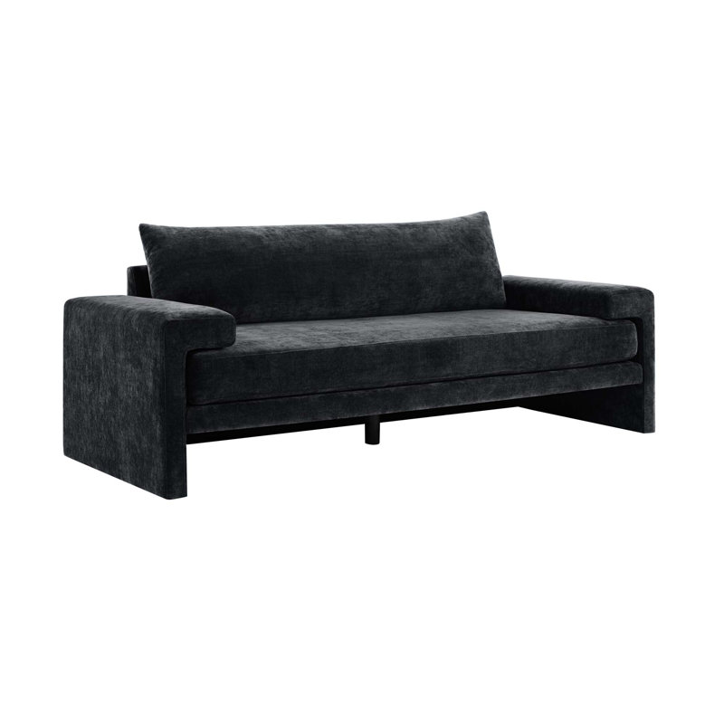 Canapé en chenille 3 places avec accoudoirs larges et support ergonomique, Chenille noir
