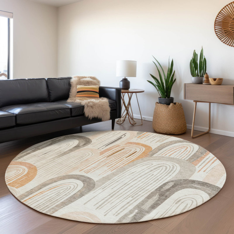 Tapis intérieur / extérieur ivoire Feylinne, 8 pi x 8 pi