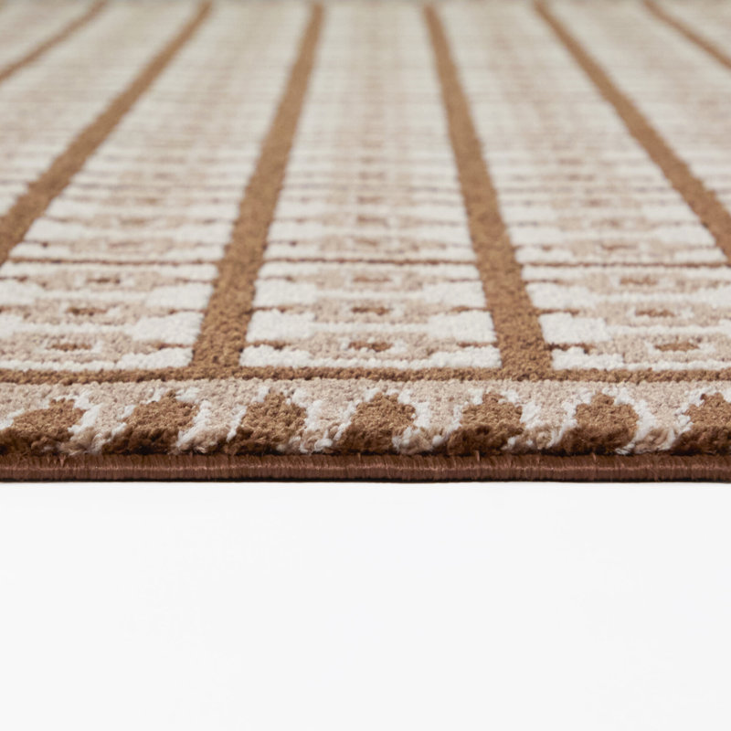 Tapis Pompeo Rust Boho à carreaux, 7 pi 10 po x 10 pi
