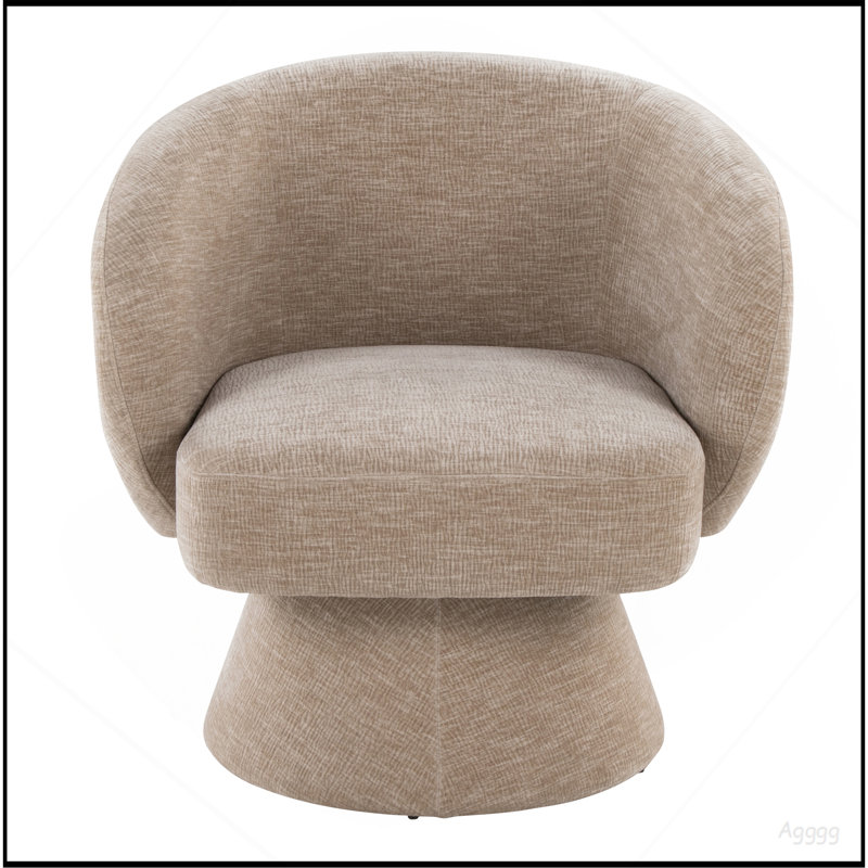 Fauteuil d'appoint pivotant en tissu brun clair