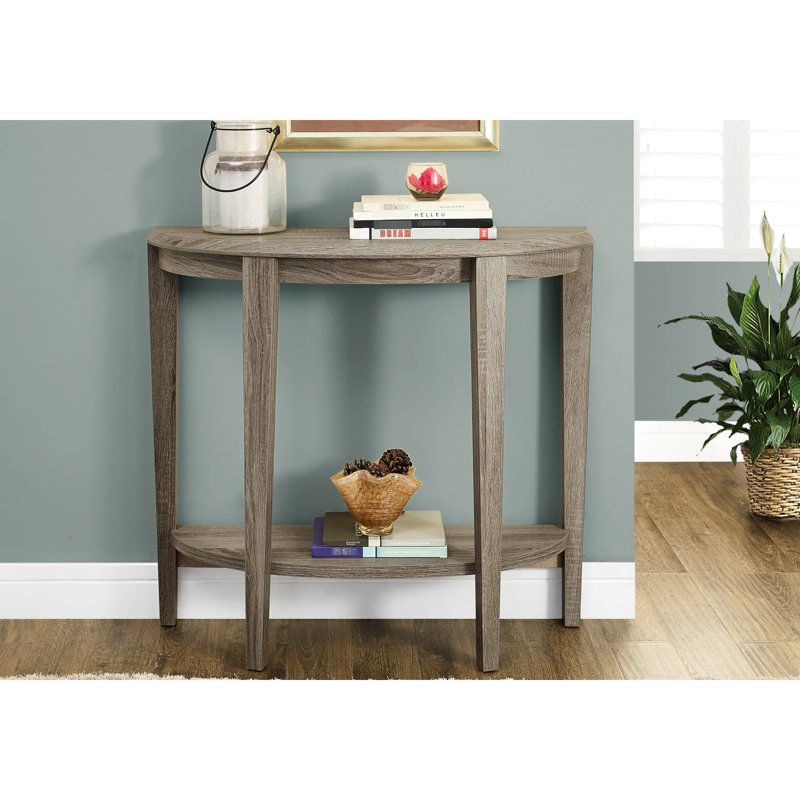 Console taupe avec tablier - 2 panneaux de chambre à coucher en demi-lune de conception moderne, plateau biseauté, pieds fuselés, pour les meubles