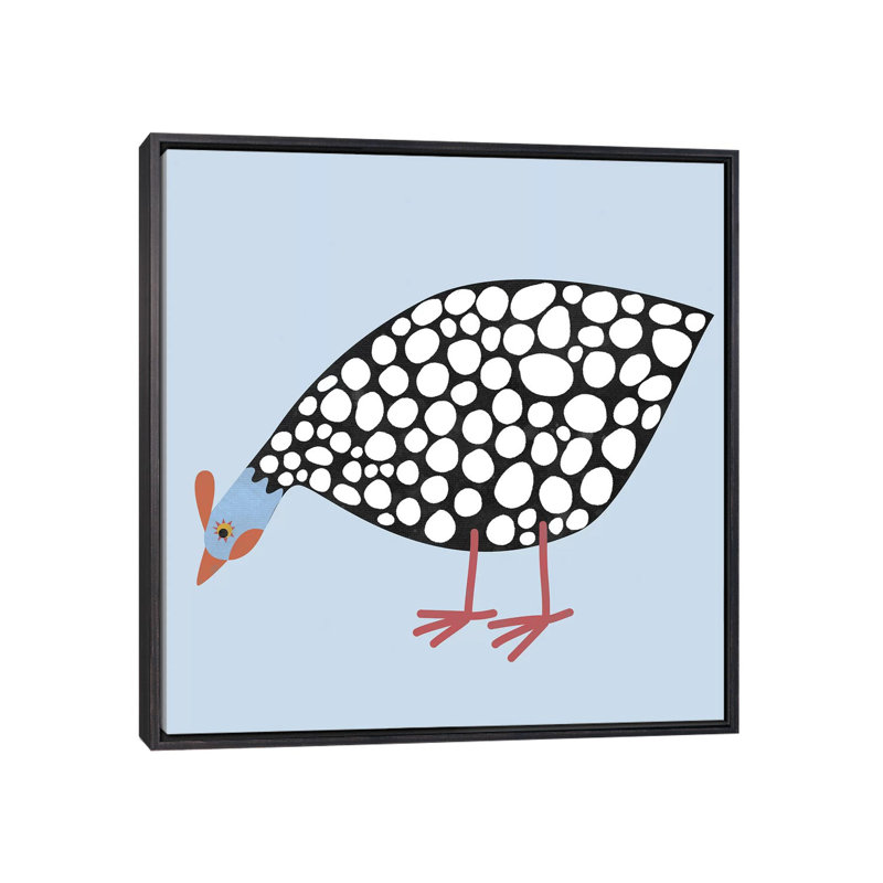 « Hen Guinea » par Nic squirrell-impression, H 18 po x l 18 po x 1,5 po, Toile avec cadre noir patiné, Pas de tapis