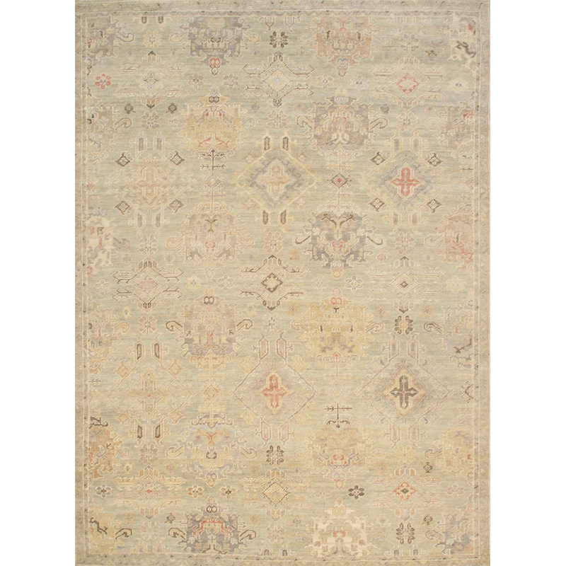 Tapis vert en laine Oushak L.
