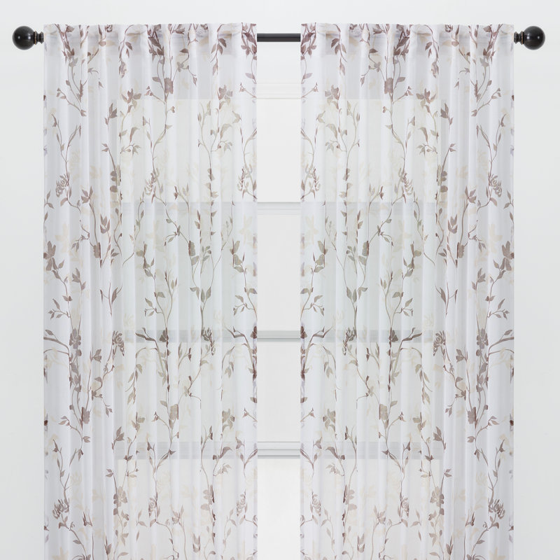 Paire de rideaux 3 en 1 avec passe-tringle Keohane, Marron, l 52" x L 63"