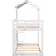 Lit simple au-dessus d'un lit superposé blanc avec base fiable - Toit en bois, fenêtre, garde-corps, construction en bois de pin (blanc-1422583941