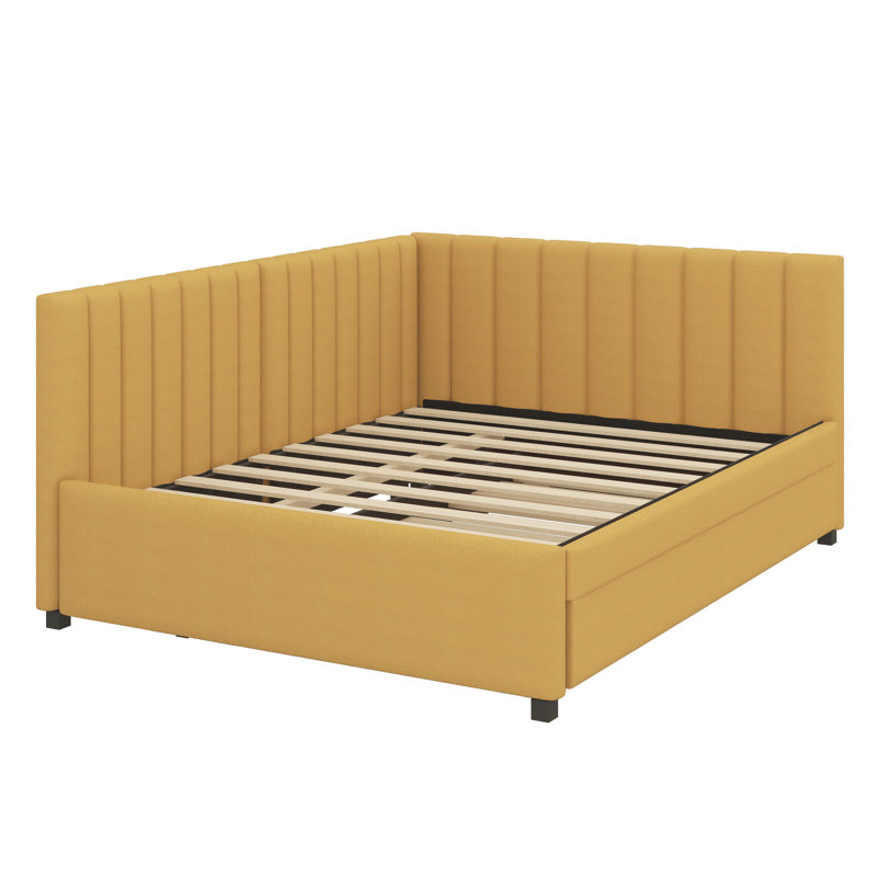 Full-Sized Daybed With Concealed Trundle Bed, Yellow