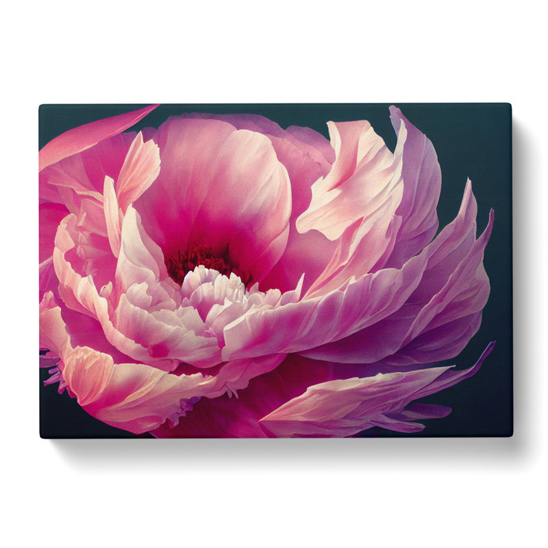 Bedazzled Peony Flower - Wrapped Canvas, 35cm H x 50cm W x 3cm D