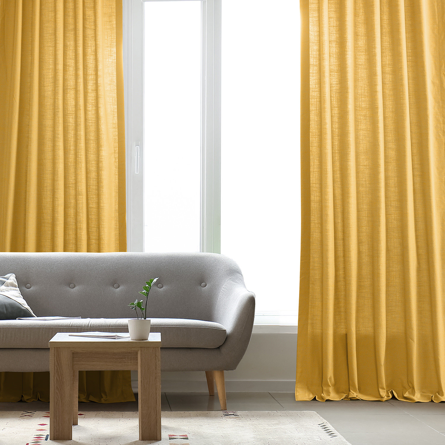 Richardson Semi Sheer 100% Cotton Curtain, 50" W x 108" L, Ochre