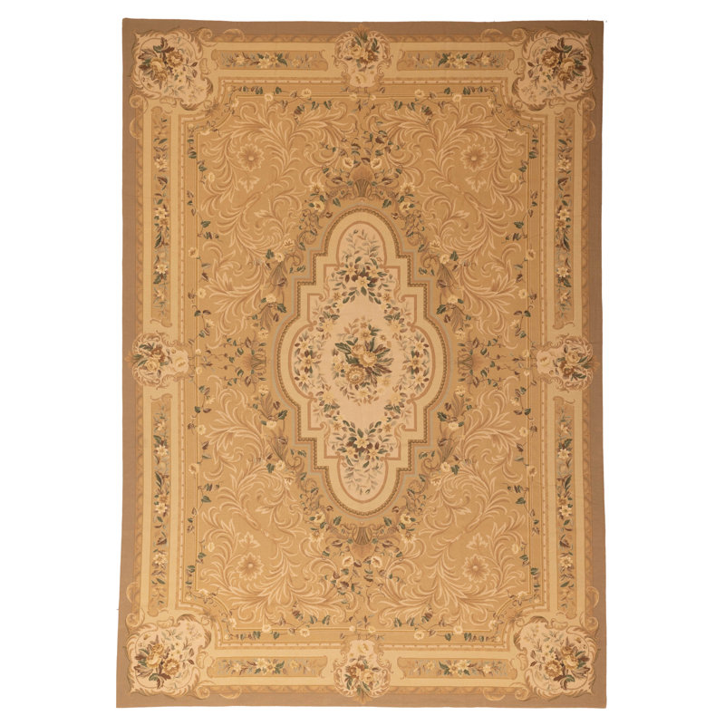 Tapisserie française kilim brun clair 9 pi 10 po x 14 pi 2 po