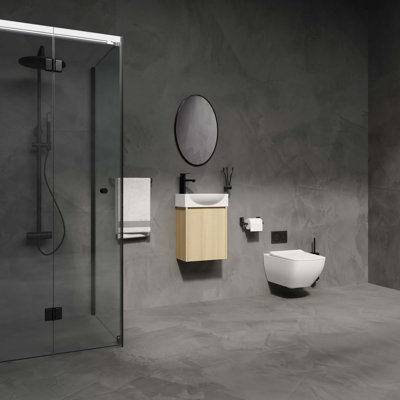Ensemble de meuble-lavabo de salle de bain 16 po pour petit espace, petit meuble-lavabo moderne avec lavabo en céramique