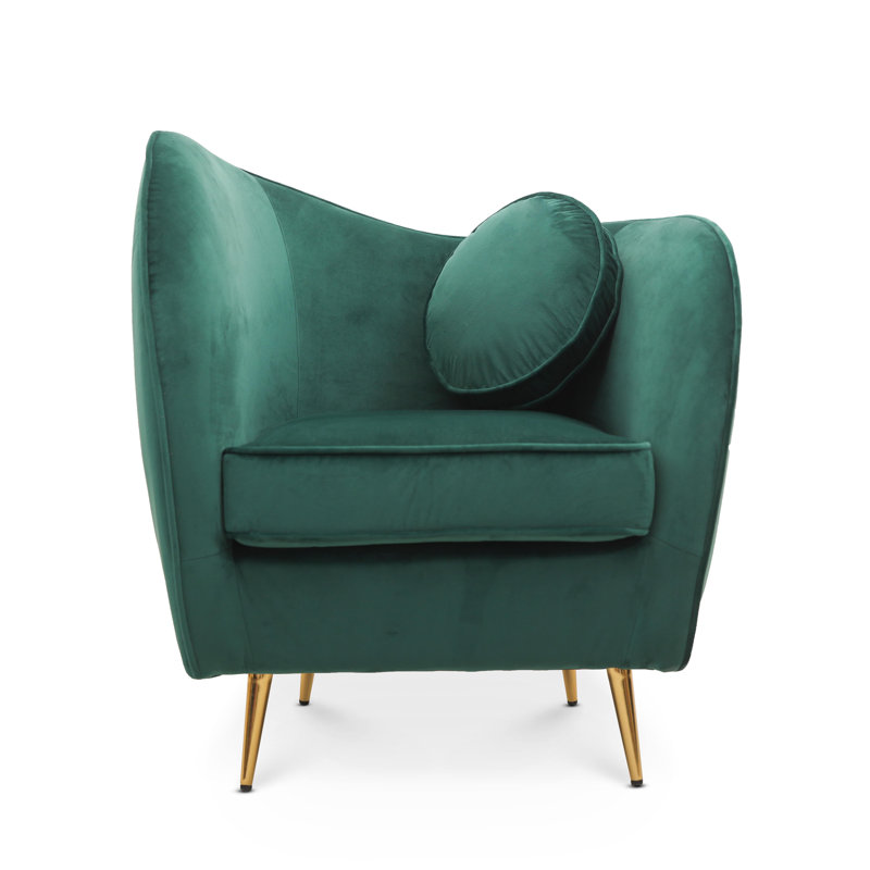Castaneda Upholstered Armchair, Gold, Emerald Green