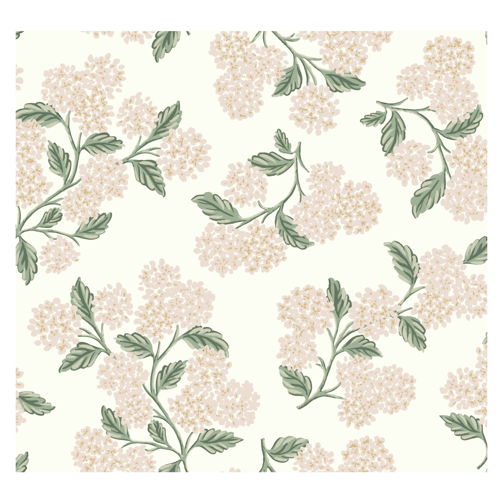 Hydrangea 27' x 27" Wallpaper, Beige/Pink
