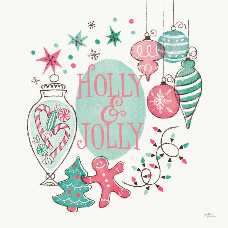 Retro Christmas IV Bright, H 12 po x l 12 po, Non, Toile tendue