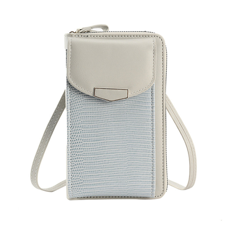 Petit sac à main à bandoulière pour téléphone portable avec fentes pour cartes de crédit pour femmes, Light Blue