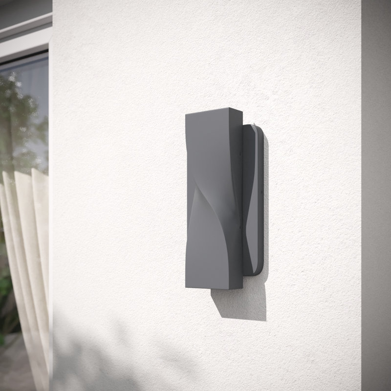 Pharez 120 Volt Aluminum Weatherproof Integrated LED Wall Light With Sleek Rectangular Design, Dark Gray