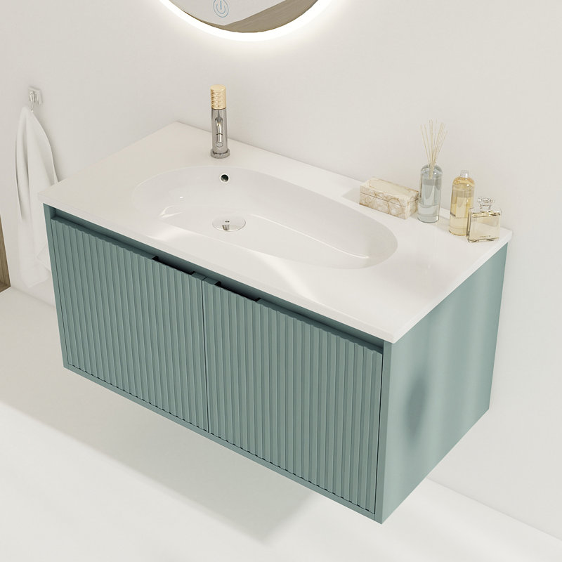Meuble-lavabo mural simple 35,8 po avec plateau en résine