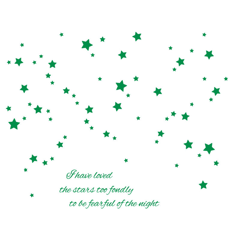 Adhésif décoratif "j’ai aimé les étoiles", H 24 po x l 30 po x P 0,01 po, Vert clair