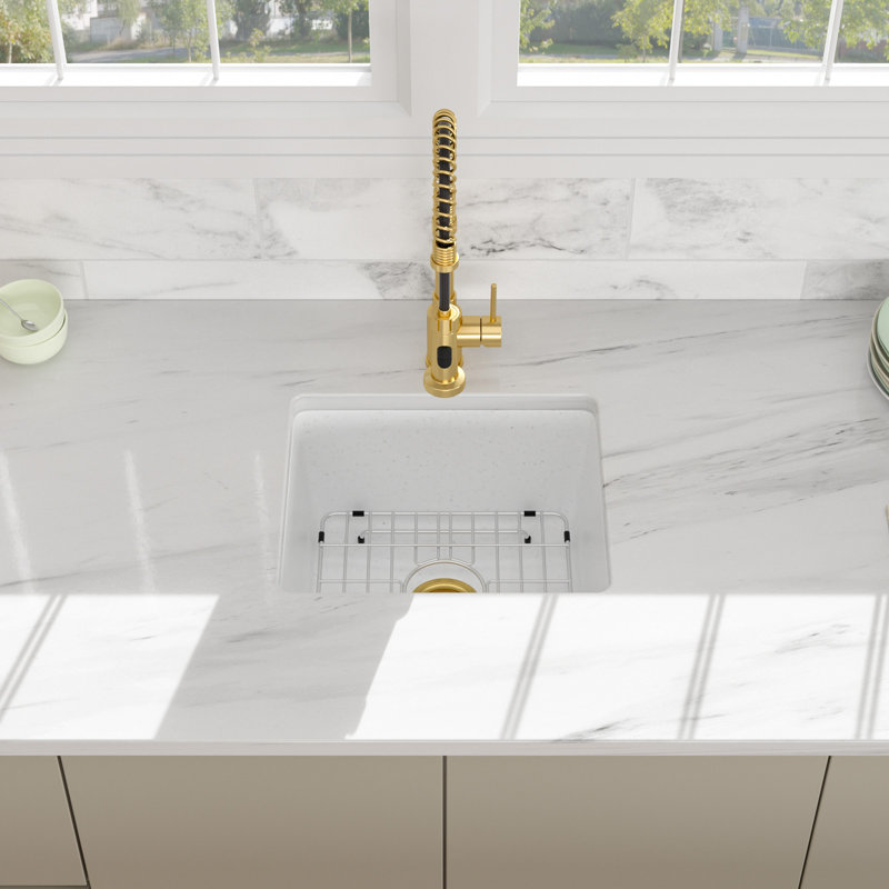 18 X 16 Inch Granite Kitchen Sink Undermount Quartz Sink, White