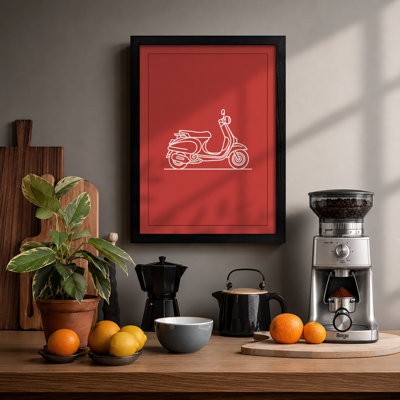Vintage Scooter Icon Retro - Framed Print