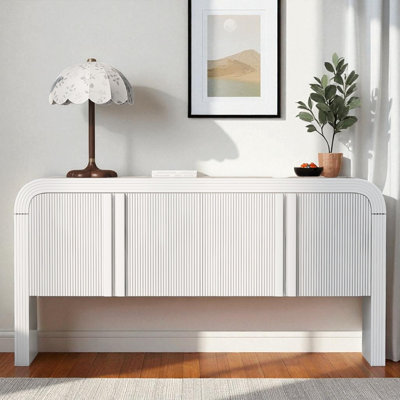 Striped Storage Cabinet With 4 Doors
