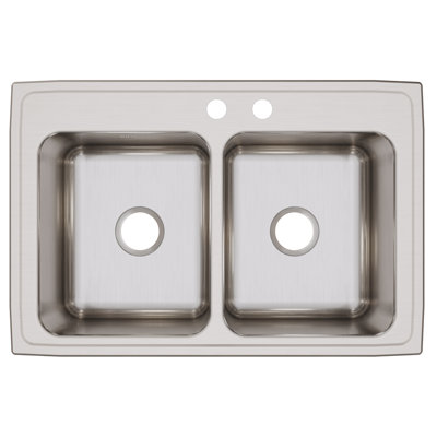 Évier de cuisine à double cuve à montage sur plan L 33 po x l 22 po Lustertone