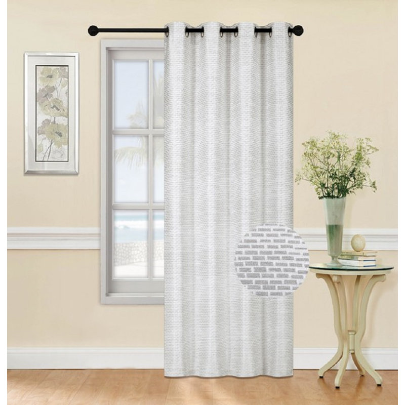 Panneau de rideau simple diaphane avec œillets, Gris / paillettes, L 54 po x L 84 po