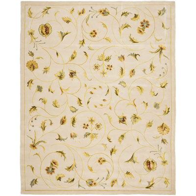 French Tapis Hand Tufted Silk And Wool Floral Rug