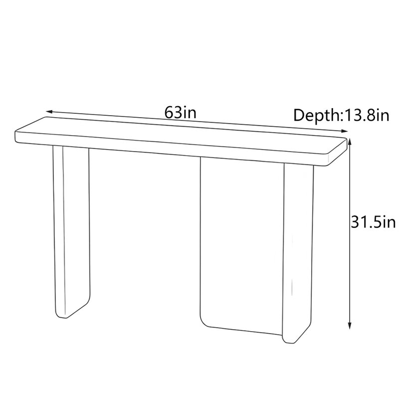 Mid-Century Modern Solid Wood Console Table, 31.5" H x 63" W x 13.8" D
