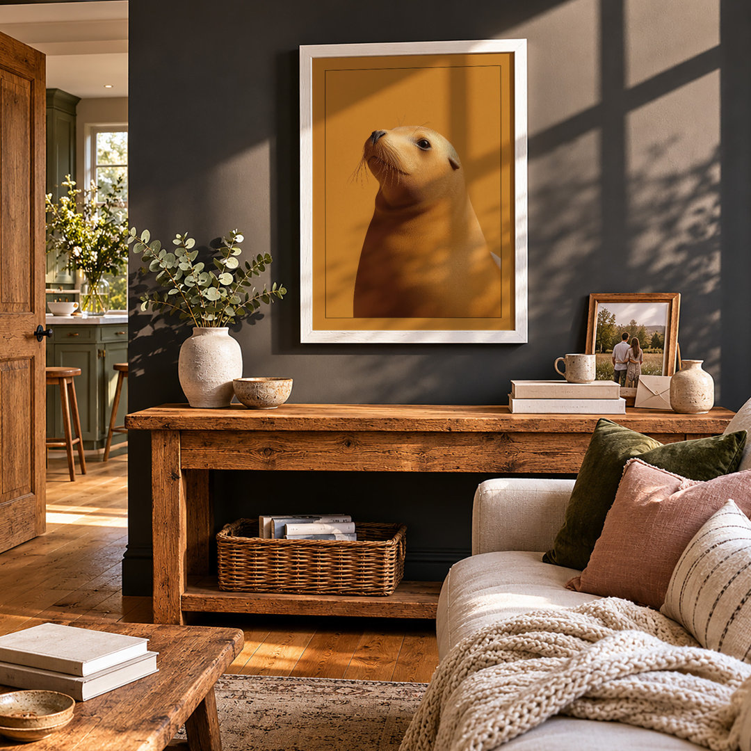 Sea Lion Portrait Coastal - Framed Print