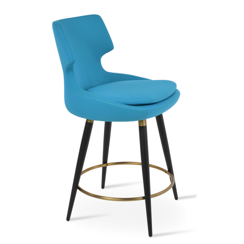 Patara Ana Counter & Bar Stool, Bar Stool (31” Seat Height), Black/Gold, White PPM