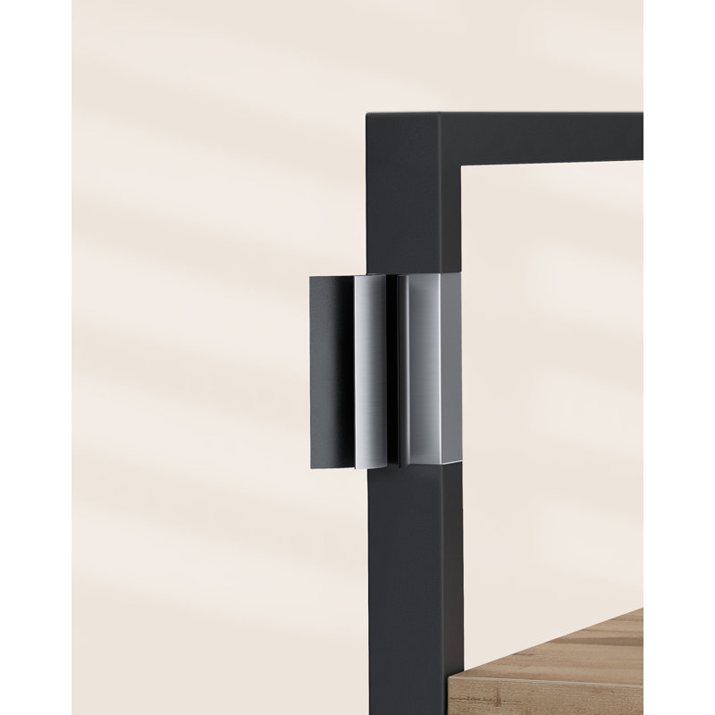 Jaliyah 166cm H x 158cm W Steel Etagere Bookcase, Camel Brown/Ink Black