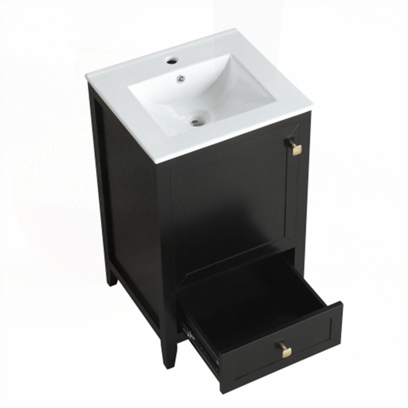 Meuble-lavabo de 20 po avec lavabo, Noir